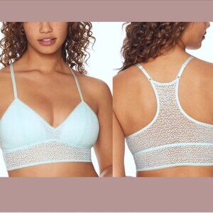 NWT $34 DKNY [ Medium ]‎ Modern Lace Longline Bralette in Light Blue #5270